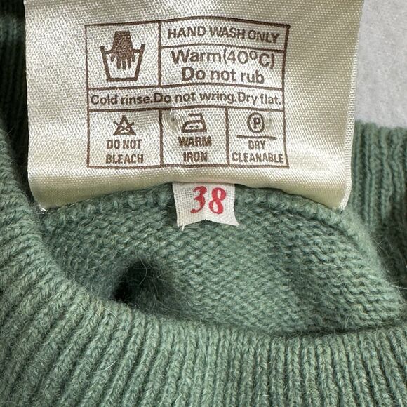 Romanes & Paterson Women's 38 Green Mockneck Lambswool Angora Blend Sweater - Picture 4 of 12